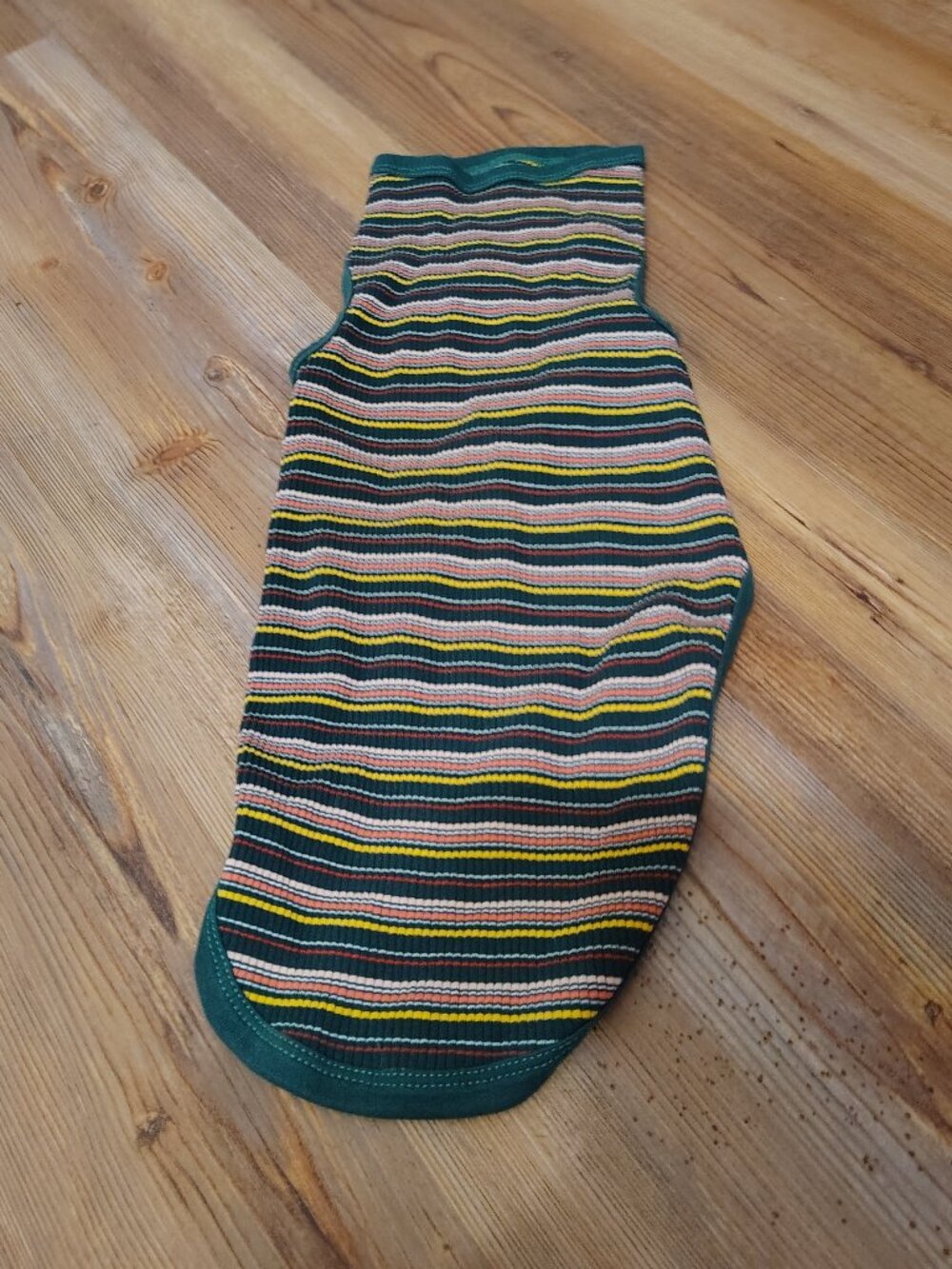 Dog Shirt Size XXL Striped Ribbed Stretch Sleeveless Green Multi-Color Pet Puppy